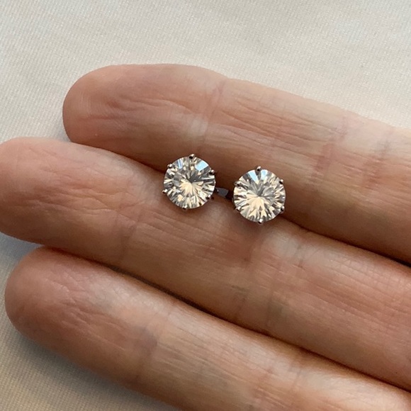Lustro Stella Concave Cut Finest CZ Solitaire Stud Earrings.  NWT - Picture 5 of 6